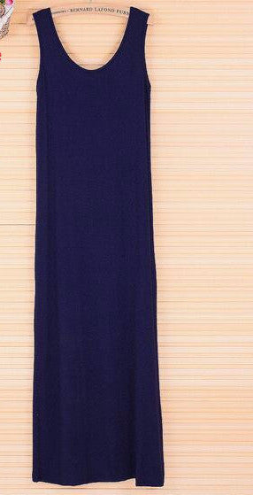 Online discount shop Australia - Dress Sexy Women Maxi Dress Solid O-neck Sleeveless Modal Casual Dress Elegant Evening Party Long Dresses Vestidos