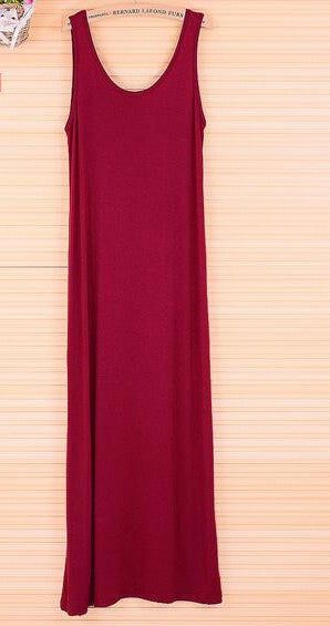 Online discount shop Australia - Dress Sexy Women Maxi Dress Solid O-neck Sleeveless Modal Casual Dress Elegant Evening Party Long Dresses Vestidos