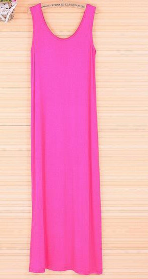 Online discount shop Australia - Dress Sexy Women Maxi Dress Solid O-neck Sleeveless Modal Casual Dress Elegant Evening Party Long Dresses Vestidos