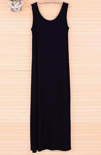 Online discount shop Australia - Dress Sexy Women Maxi Dress Solid O-neck Sleeveless Modal Casual Dress Elegant Evening Party Long Dresses Vestidos