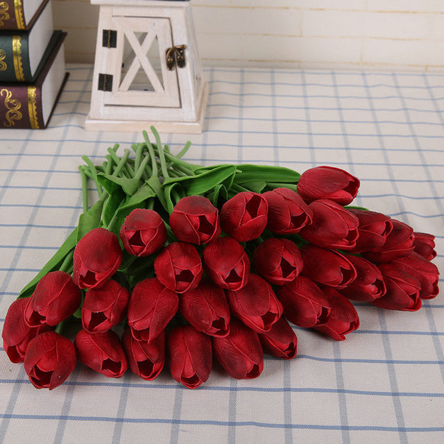 Online discount shop Australia - 31pcs/lot Tulip Artificial Flower PU artificial bouquet Real touch flowers For Home Wedding decorative flowers & wreaths