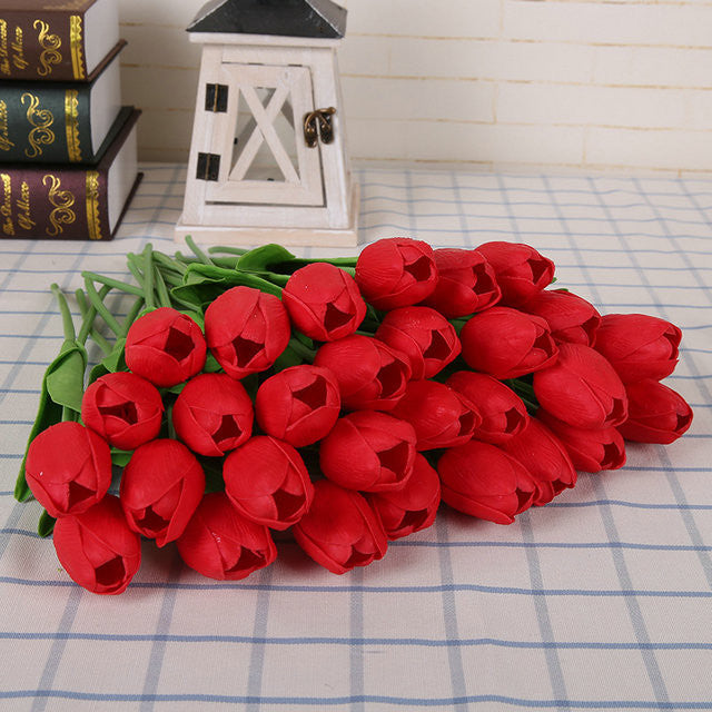 Online discount shop Australia - 31pcs/lot Tulip Artificial Flower PU artificial bouquet Real touch flowers For Home Wedding decorative flowers & wreaths