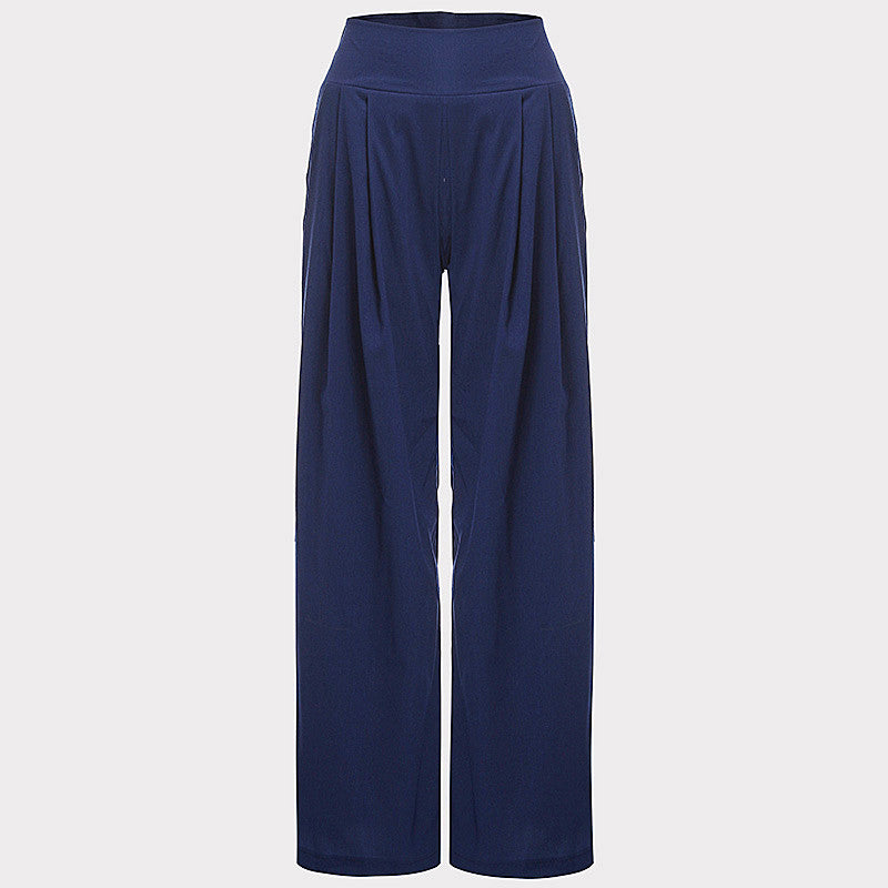 Womens High Waist Side Zipper Chiffon Long Wide Leg Pants Casual Beach Party Harem Loose Trousers