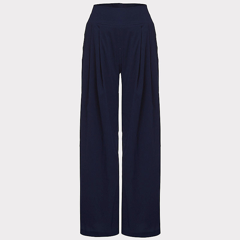 Womens High Waist Side Zipper Chiffon Long Wide Leg Pants Casual Beach Party Harem Loose Trousers