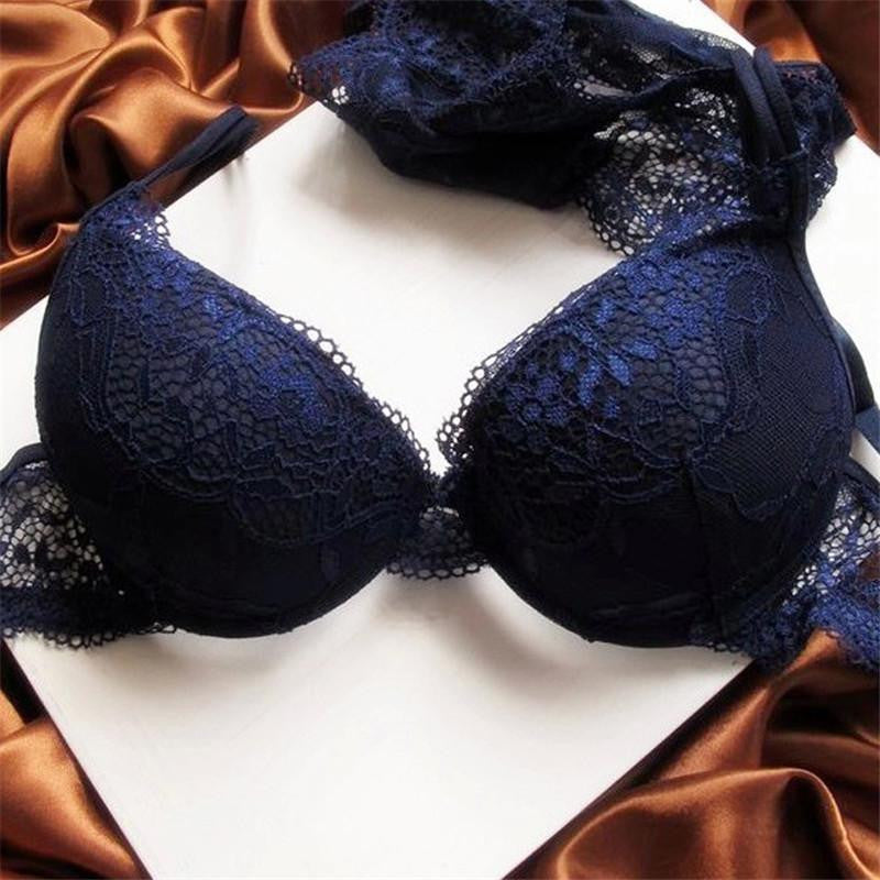Young woman sexy lingerie lace bra gather adjustable push up bra sets A B C Cup