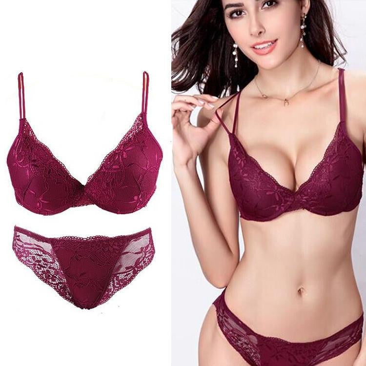 Young woman sexy lingerie lace bra gather adjustable push up bra sets A B C Cup