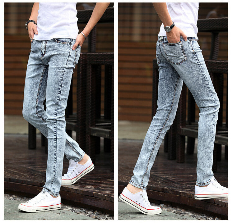 Spring new men's black skinny jeans Fashion slim fit snowflake cowboy feet pants mens pencil pants 27-42 - CelebritystyleFashion.com.au online clothing shop australia
