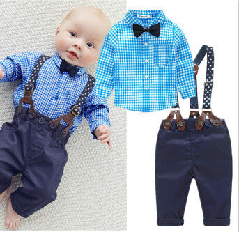 baby boys clothing set plaid rompers with bowtie + demin pants fashion baby boy clothes newborn baby clothes - CelebritystyleFashion.com.au online clothing shop australia