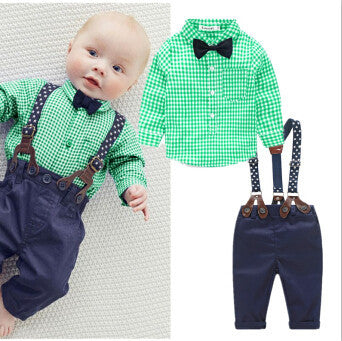 baby boys clothing set plaid rompers with bowtie + demin pants fashion baby boy clothes newborn baby clothes - CelebritystyleFashion.com.au online clothing shop australia