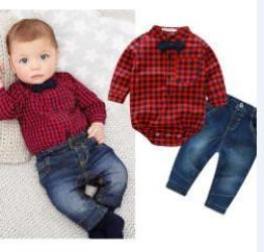 baby boys clothing set plaid rompers with bowtie + demin pants fashion baby boy clothes newborn baby clothes - CelebritystyleFashion.com.au online clothing shop australia