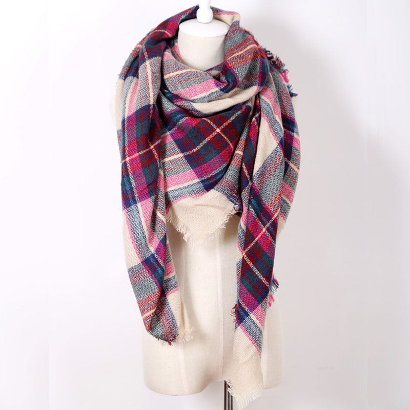 Online discount shop Australia - Fashion Brand Designer Cashmere Triangle Pink Scarf Women Shawl Pashmina Cape Blanket Plaid Foulard