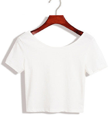 Online discount shop Australia - E116 Basic Stretch Women Sexy Crop Top Girl Short Sleeve T Shirt Tee Black White Grey Vest Camisole Regata