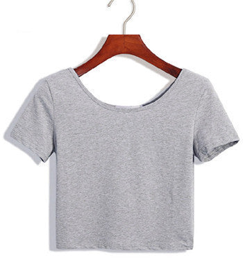 Online discount shop Australia - E116 Basic Stretch Women Sexy Crop Top Girl Short Sleeve T Shirt Tee Black White Grey Vest Camisole Regata
