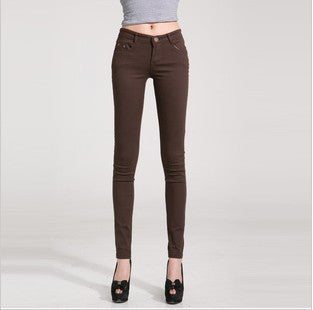 Online discount shop Australia - Fashion Pencil Jeans Woman Candy Colored Mid Waist Full Length Zipper Slim Fit Skinny Women Pants WKP004