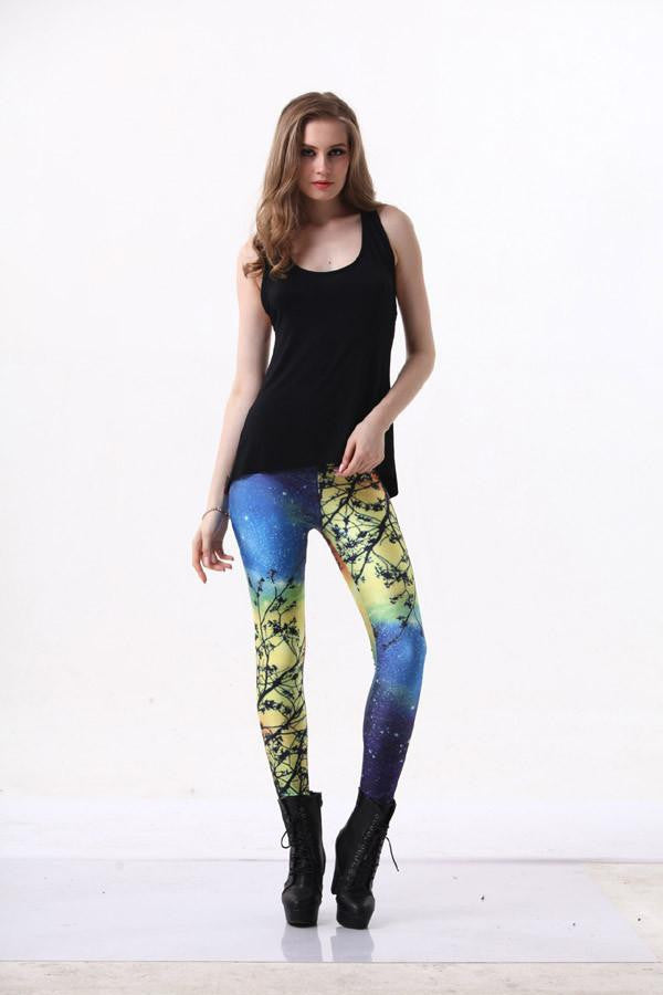 Women Colorful Universe Leggings Galaxy Space Print Leggings Pants Elasticity Fashion Quickly Drying Capris