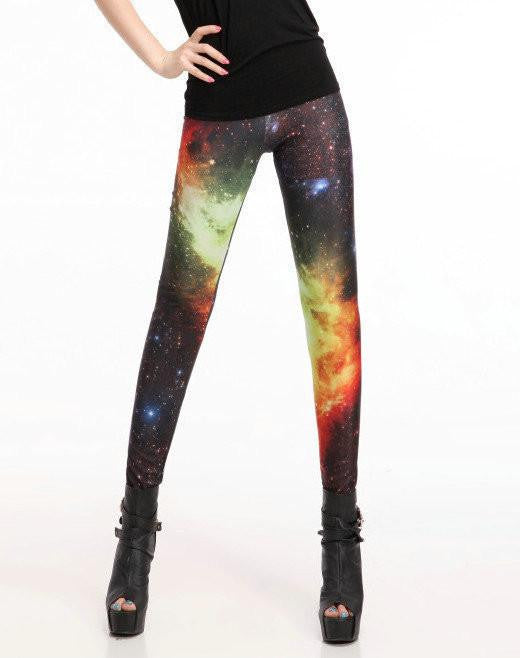 Women Colorful Universe Leggings Galaxy Space Print Leggings Pants Elasticity Fashion Quickly Drying Capris