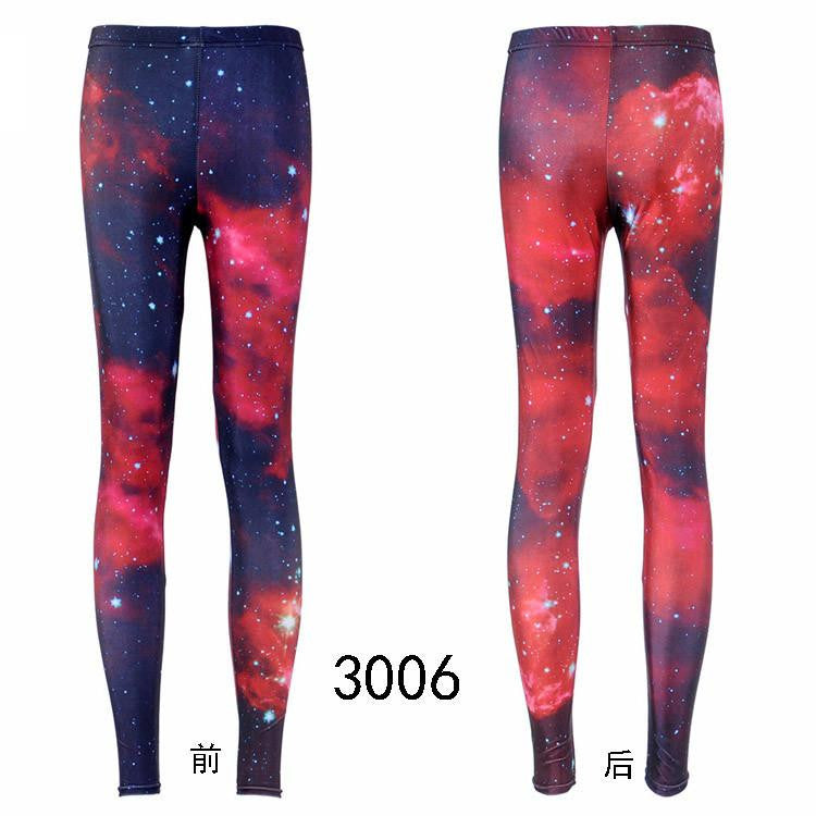 Women Colorful Universe Leggings Galaxy Space Print Leggings Pants Elasticity Fashion Quickly Drying Capris