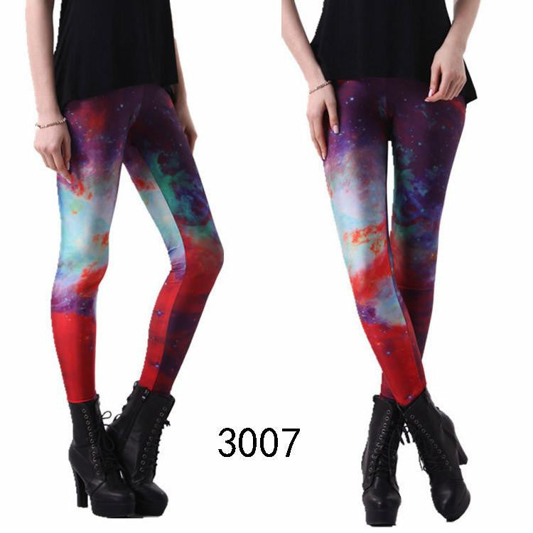 Women Colorful Universe Leggings Galaxy Space Print Leggings Pants Elasticity Fashion Quickly Drying Capris