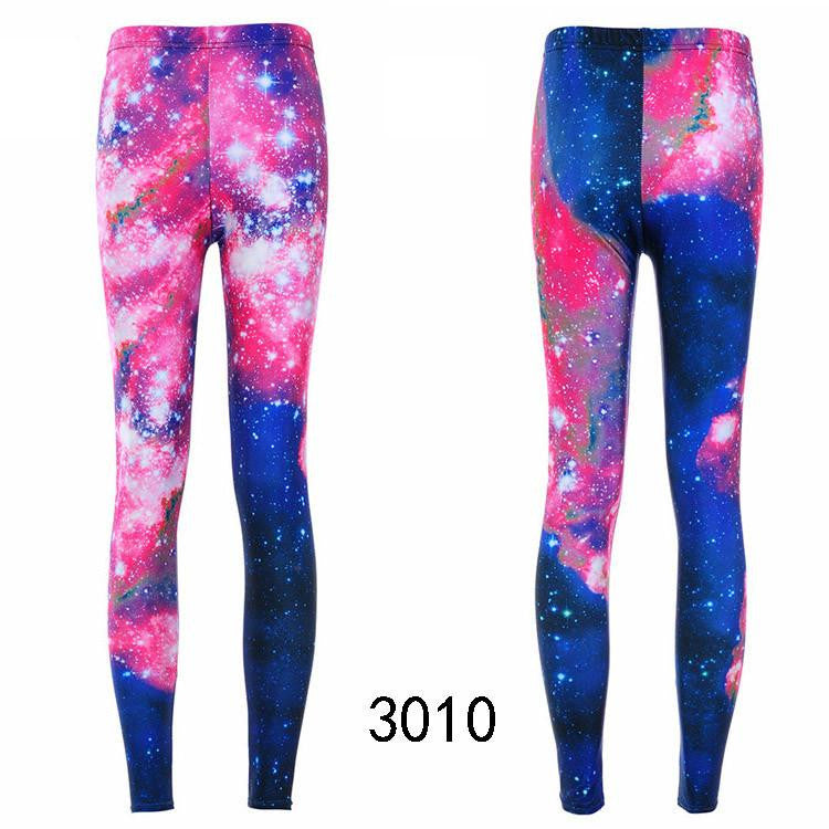 Women Colorful Universe Leggings Galaxy Space Print Leggings Pants Elasticity Fashion Quickly Drying Capris