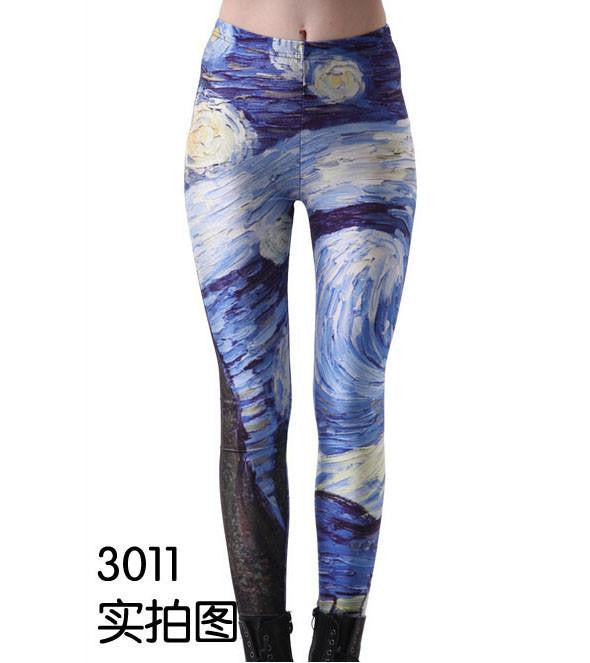 Women Colorful Universe Leggings Galaxy Space Print Leggings Pants Elasticity Fashion Quickly Drying Capris
