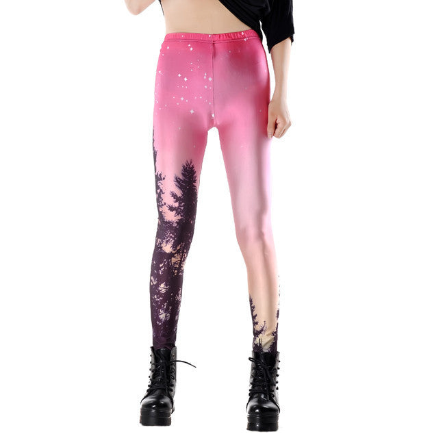 Women Colorful Universe Leggings Galaxy Space Print Leggings Pants Elasticity Fashion Quickly Drying Capris
