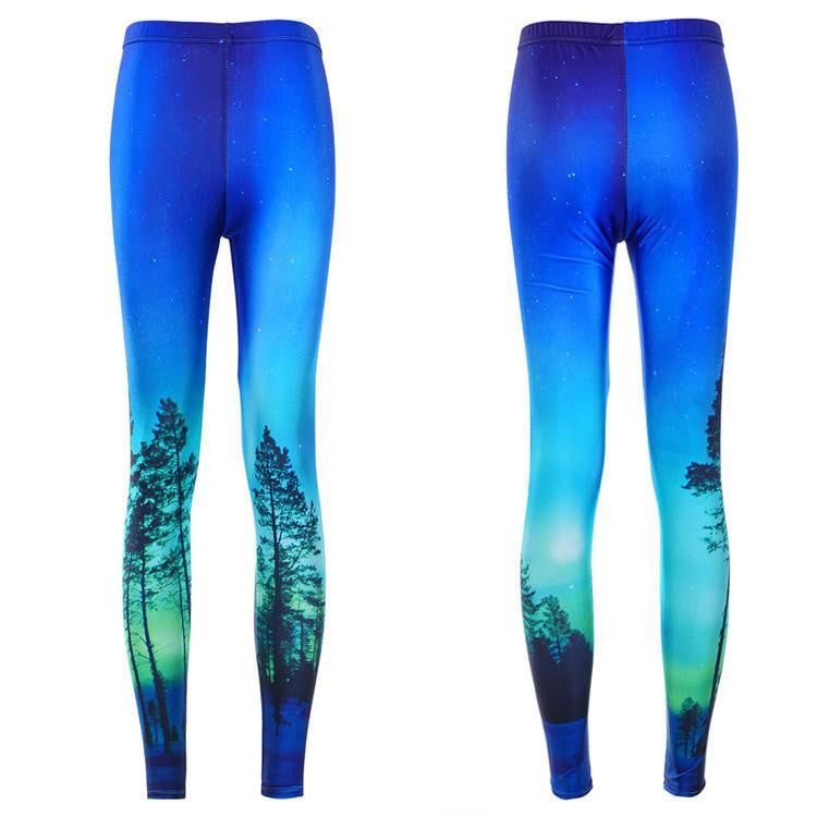 Women Colorful Universe Leggings Galaxy Space Print Leggings Pants Elasticity Fashion Quickly Drying Capris