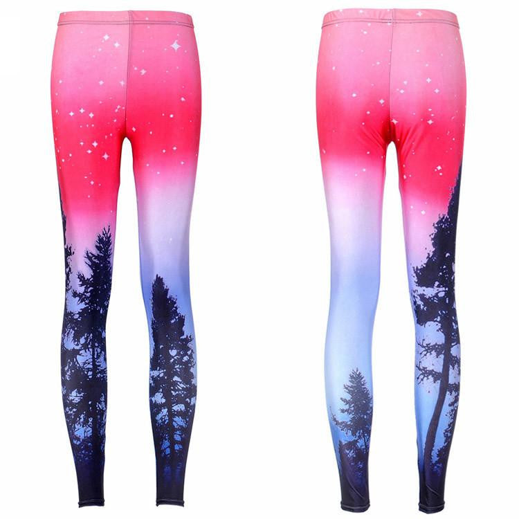 Women Colorful Universe Leggings Galaxy Space Print Leggings Pants Elasticity Fashion Quickly Drying Capris