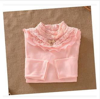 Online discount shop Australia - Cute Lace Children's T-Shirt 100% pure Cotton Kid's Render Shirt Baby Girls Clothing Soft Long Sleeve Tops 3-14Y