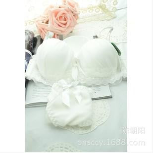 Style Cute Girls Underwear Bra Suit Female Push Up Thick Small Chest Cotton Lace Bra Set