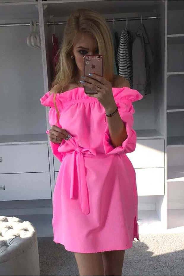 Women Neon Green Dress Cute Ruffles Slash Neck Bow Belt Pin Up Dress Puff Sleeve Kawaii Short Dress Women Summer Dress