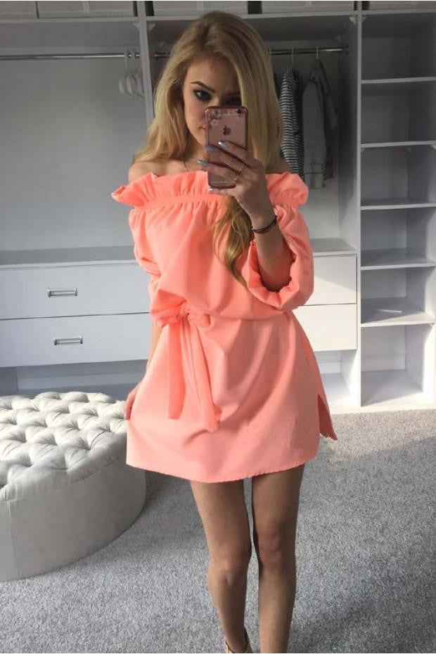 Women Neon Green Dress Cute Ruffles Slash Neck Bow Belt Pin Up Dress Puff Sleeve Kawaii Short Dress Women Summer Dress