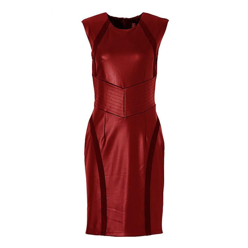 Women's Brief Pure Color Style 7 Minutes Of Sleeve Hollow-out Decorative Straight Knee-length Autumn Dress 2241