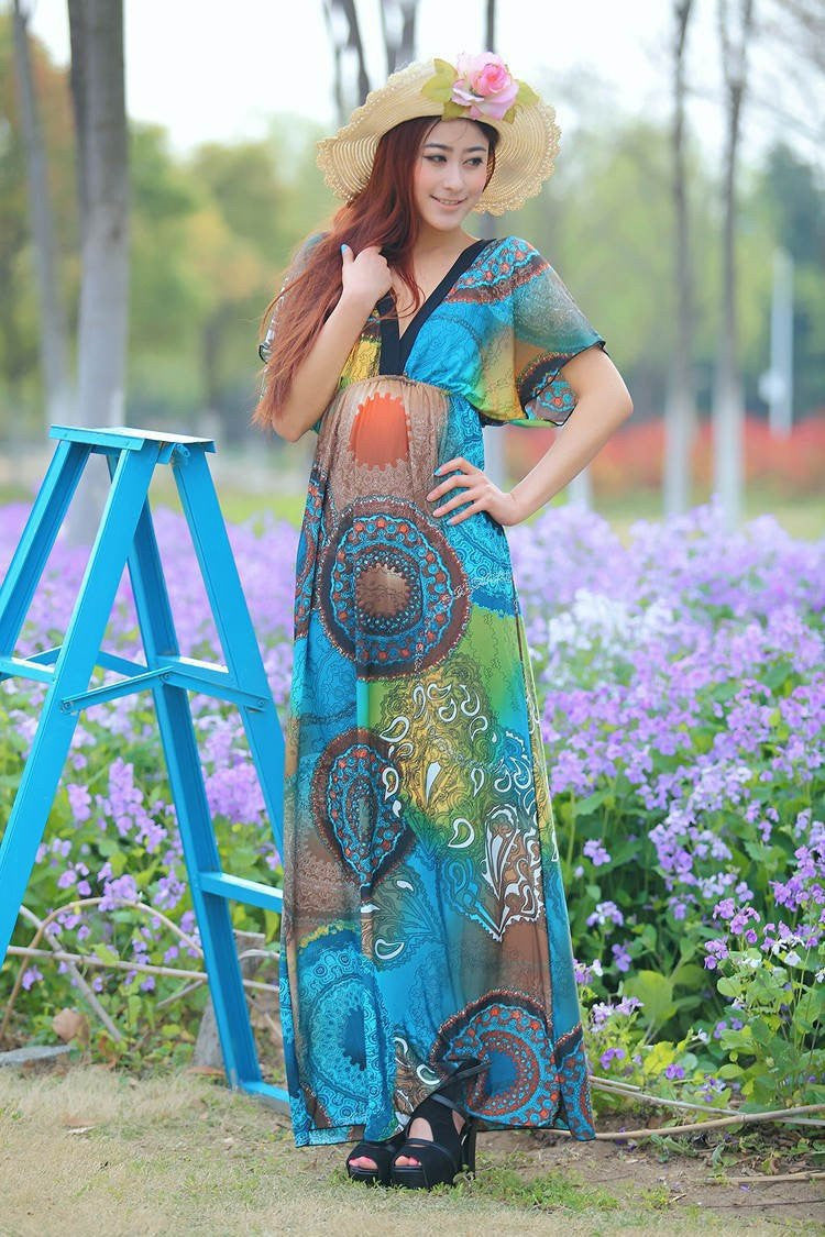 Women Summer Boho dress Femme Beach Dress Plus Size 6XL Bohemian Maxi Dress