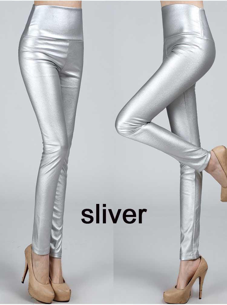 Thicken Winter PU Leather women pants high waist elastic fleece stretch Slim woman pencil pants skinny trousers 25 colors