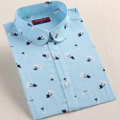 Women Blouses Animal Cotton Shirts Women Floral Green Blouse Shirt Long Sleeve Tops Polka Dot Plus Size 5XL