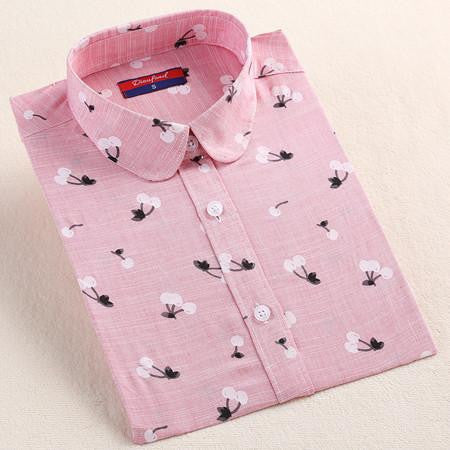 Women Blouses Animal Cotton Shirts Women Floral Green Blouse Shirt Long Sleeve Tops Polka Dot Plus Size 5XL