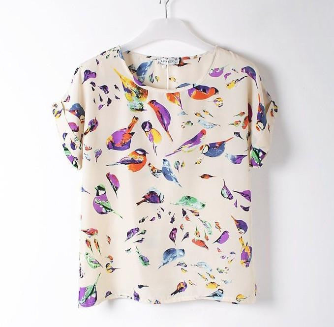 Women Blouses Shirts Chiffon Plus Size Top Tee Short Shirt Woman Clothing Tops Shirt Floral Fashion