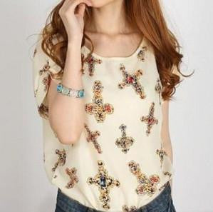 Women Blouses Shirts Chiffon Plus Size Top Tee Short Shirt Woman Clothing Tops Shirt Floral Fashion