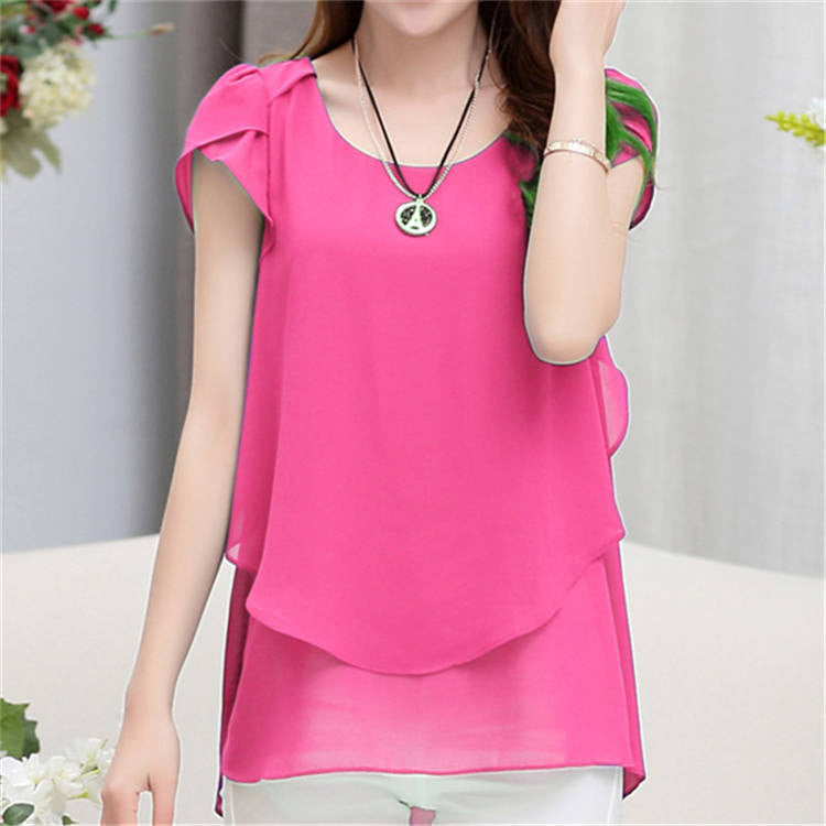 Women Short Sleeve Chiffon Blouse 5XL Plus Size Women Clothing Vintage Female Tops And Blouses