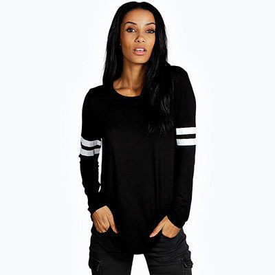 Online discount shop Australia - Casual T shirt O-Neck Long Sleeve T shirt Women Striped Splice Women Tops Fashion Tees Ropa