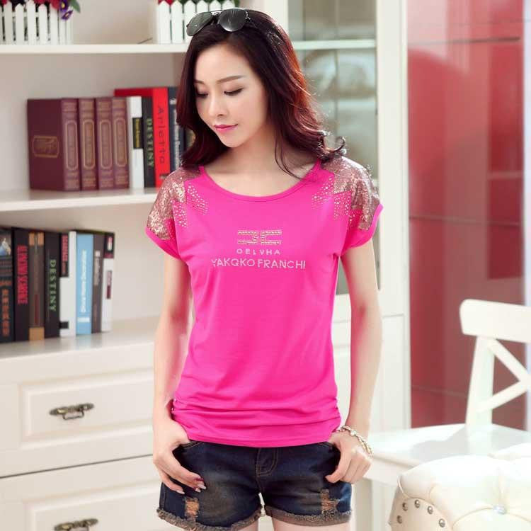 women round neck Y tops kawaii tee style plus size korean 3D cotton tshirt