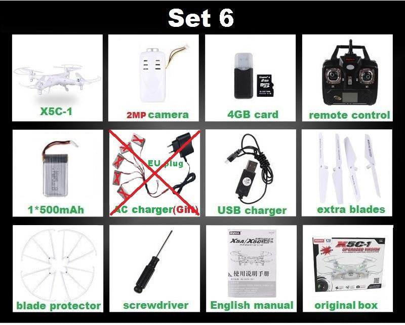 SYMA X5C-1 (Upgrade Version SYMA X5C) RC Drone 6-Axis Remote Control Helicopter Quadcopter With 2MP HD Camera or X5 No Camera