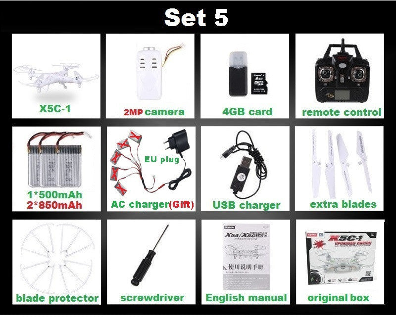 SYMA X5C-1 (Upgrade Version SYMA X5C) RC Drone 6-Axis Remote Control Helicopter Quadcopter With 2MP HD Camera or X5 No Camera