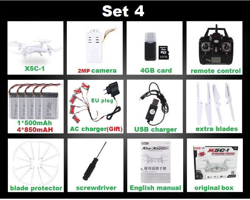 SYMA X5C-1 (Upgrade Version SYMA X5C) RC Drone 6-Axis Remote Control Helicopter Quadcopter With 2MP HD Camera or X5 No Camera