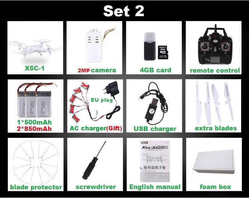 SYMA X5C-1 (Upgrade Version SYMA X5C) RC Drone 6-Axis Remote Control Helicopter Quadcopter With 2MP HD Camera or X5 No Camera