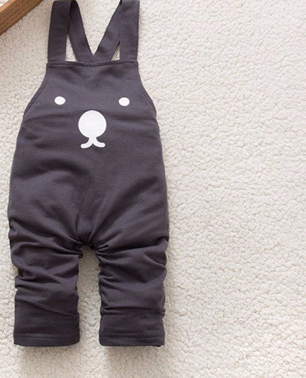 Cute Baby Boy Girls Bib Pants Overalls Bear Print Harem Pants Long Trousers