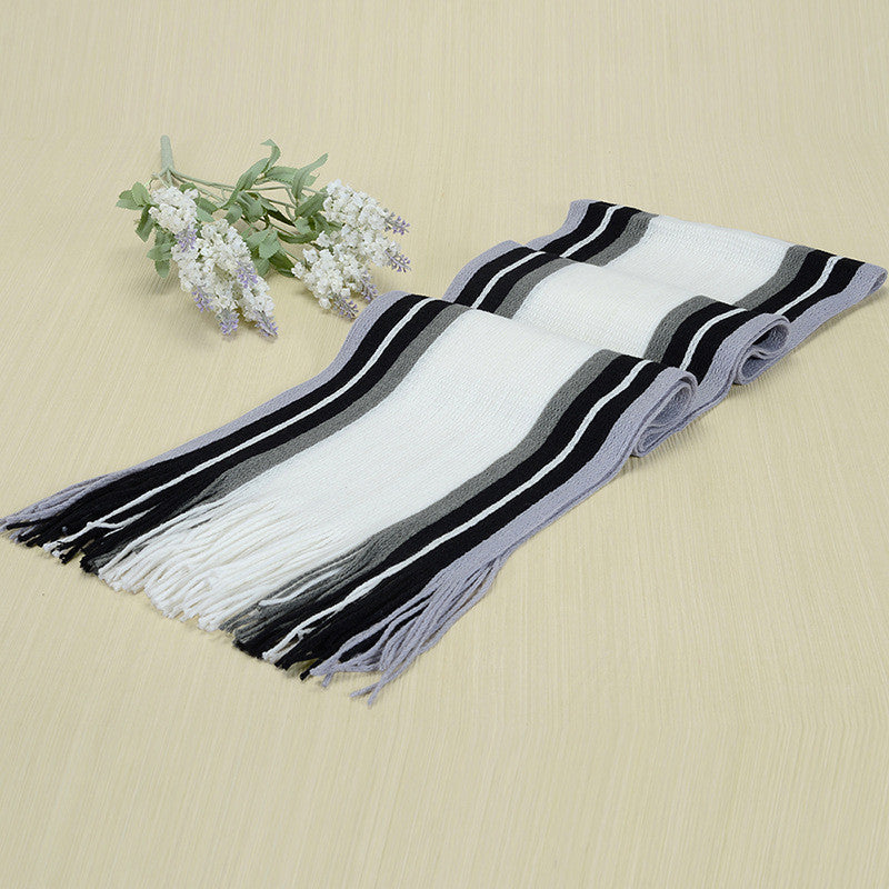 Online discount shop Australia - Designer scarf men striped cotton scarf female & male brand shawl wrap knit cashmere bufandas Striped scarf with tassels