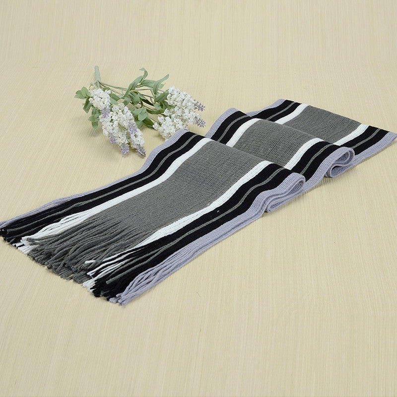 Online discount shop Australia - Designer scarf men striped cotton scarf female & male brand shawl wrap knit cashmere bufandas Striped scarf with tassels