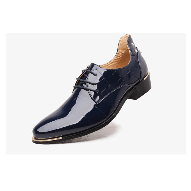 trend men rivets oxfords Fashion lace up pointed toe patent leather shoes Casual rubber men shoes Z262 - CelebritystyleFashion.com.au online clothing shop australia