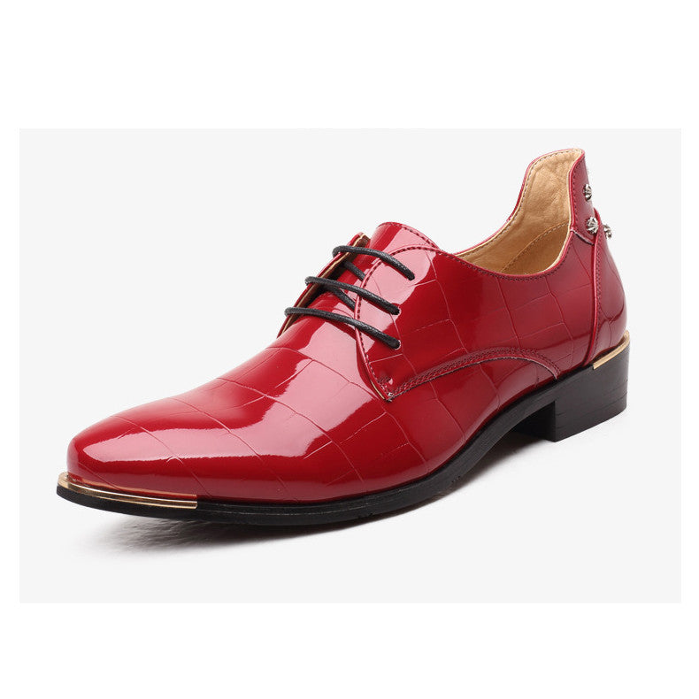 trend men rivets oxfords Fashion lace up pointed toe patent leather shoes Casual rubber men shoes Z262 - CelebritystyleFashion.com.au online clothing shop australia